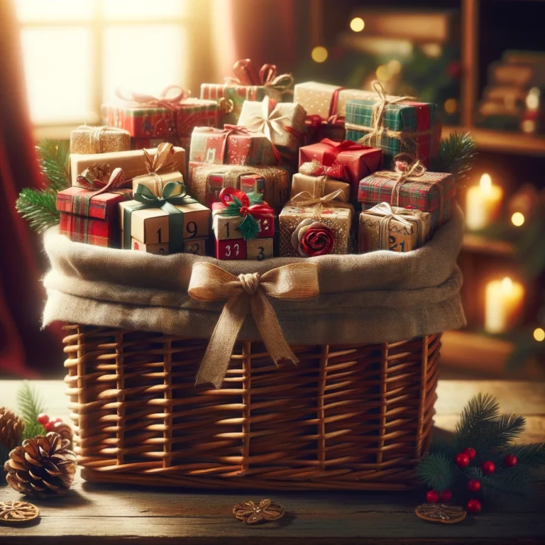 Korb mit Adventskalender